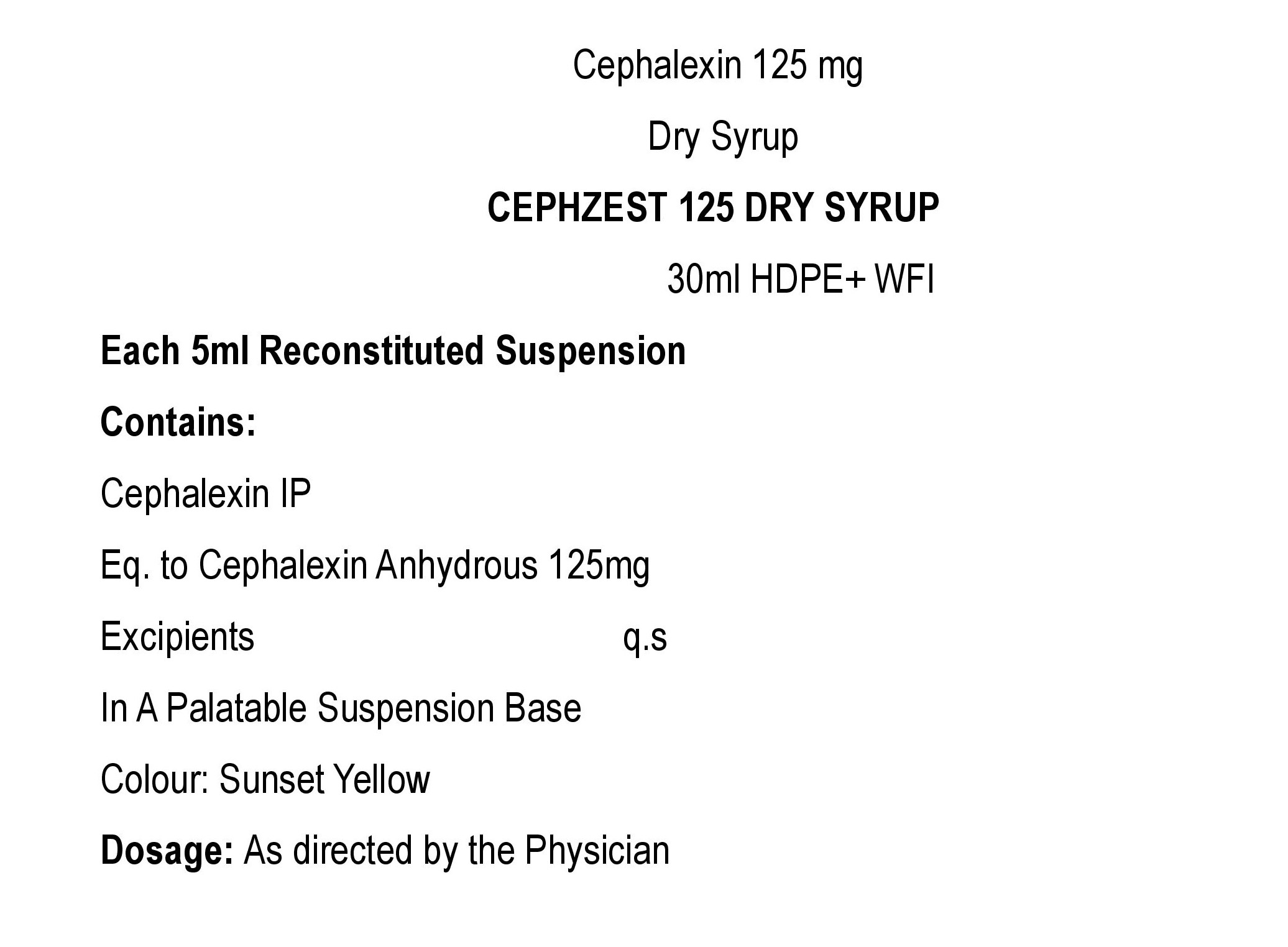 CEPHZEST 125 SYRUP